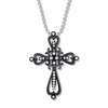 Diamond Cross Necklace 1/8 ct tw Round-cut Sterling Silver