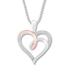Thumbnail Image 0 of Heart Necklace with Diamonds Sterling Silver & 10K Rose Gold 18"