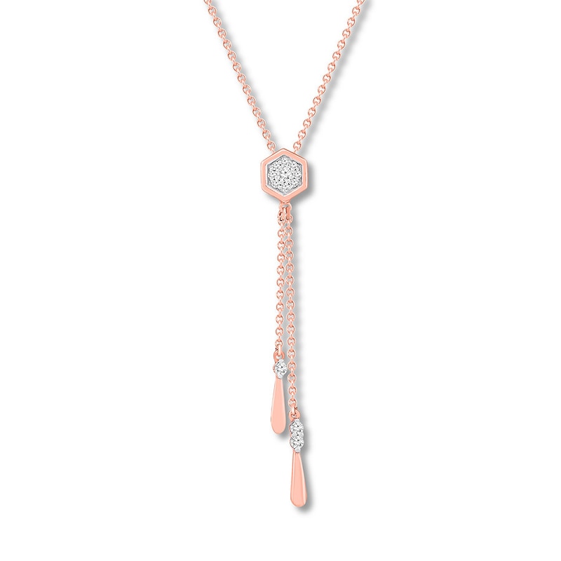 Main Image 1 of Diamond Geometric Lariat Necklace 1/8 ct tw 10K Rose Gold 18&quot;
