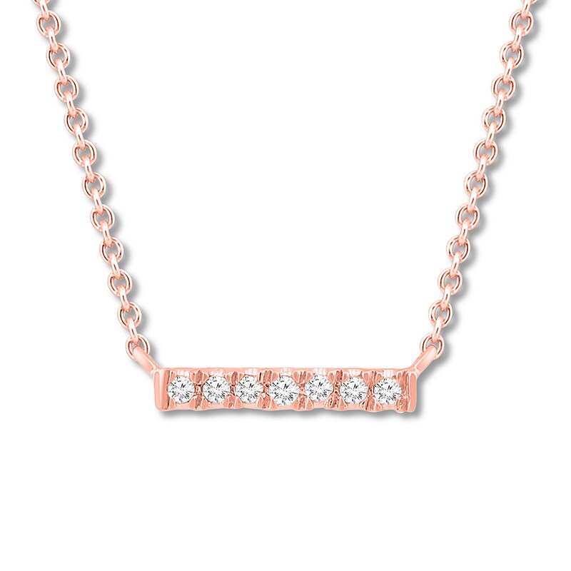 Diamond Bar Necklace 1/20 ct tw Round-cut 10K Rose Gold 19"