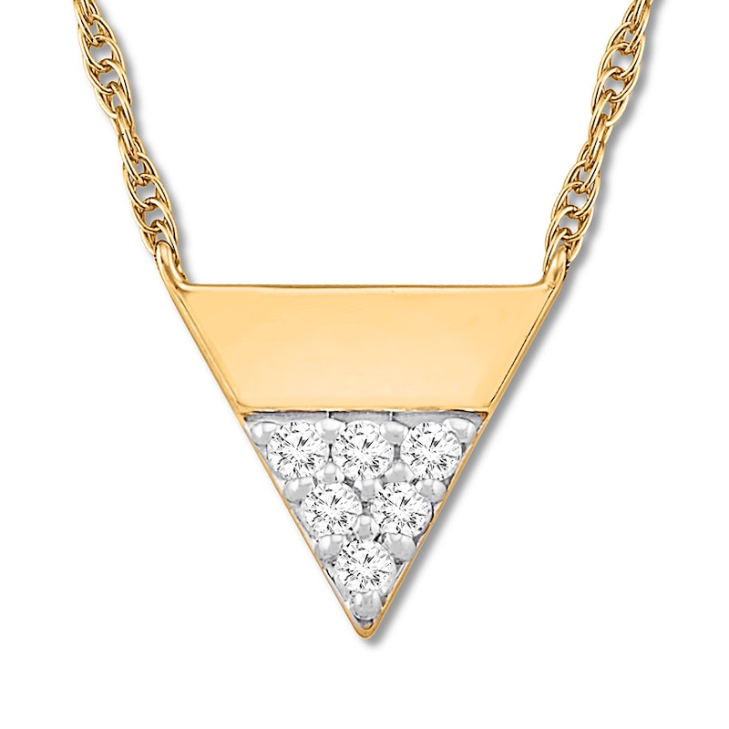 Diamond Triangle Necklace 1/10 ct tw Round-cut 10K Yellow Gold 18"