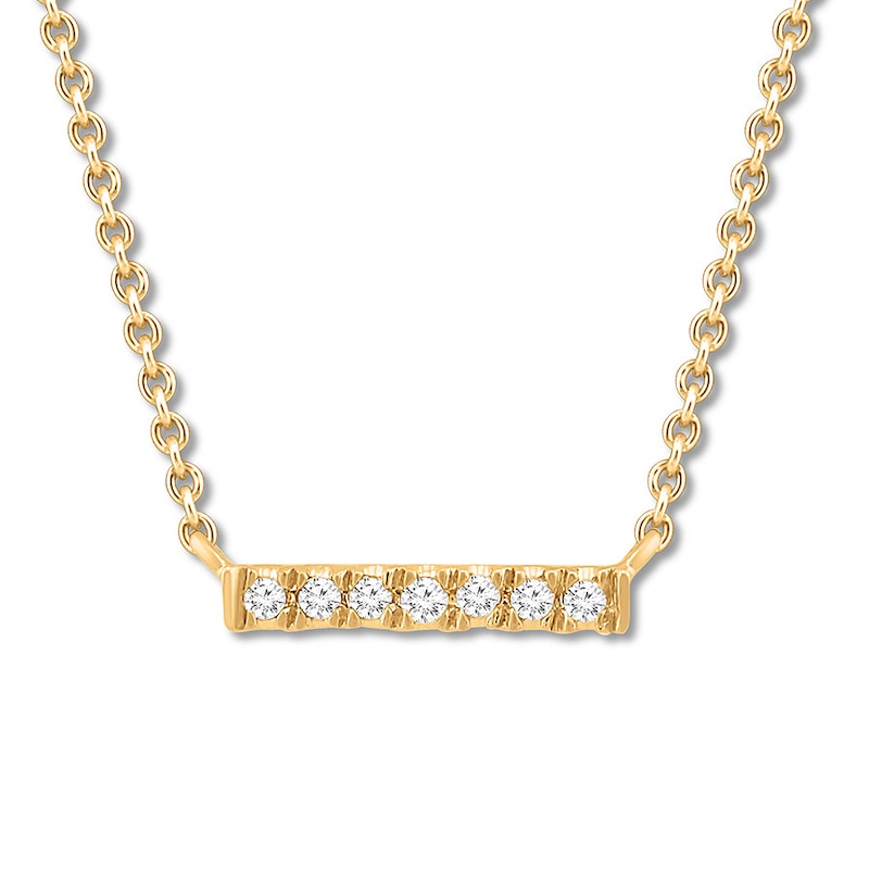 Diamond Bar Necklace 1/20 ct tw Round-cut 10K Yellow Gold 19"