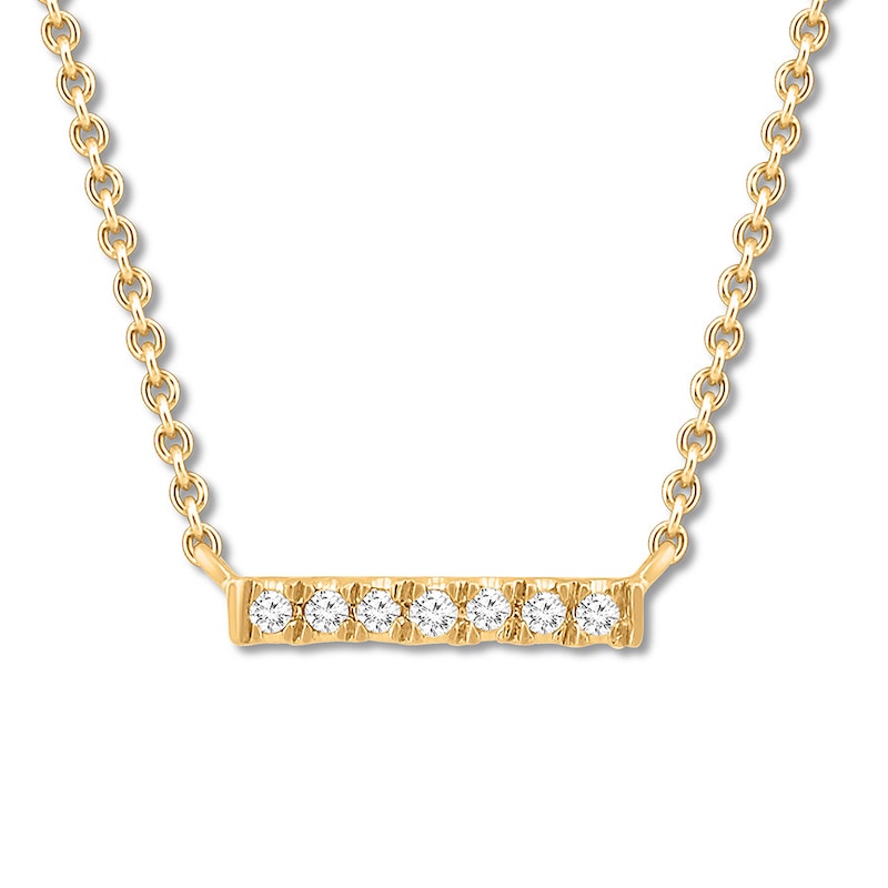 Main Image 1 of Diamond Bar Necklace 1/20 ct tw Round-cut 10K Yellow Gold 19&quot;