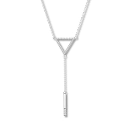 Diamond Triangle Lariat Necklace 1/6 ct tw Sterling Silver