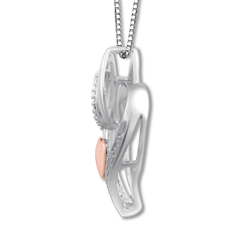 Heart Necklace with Diamonds Sterling Silver/10K Rose Gold