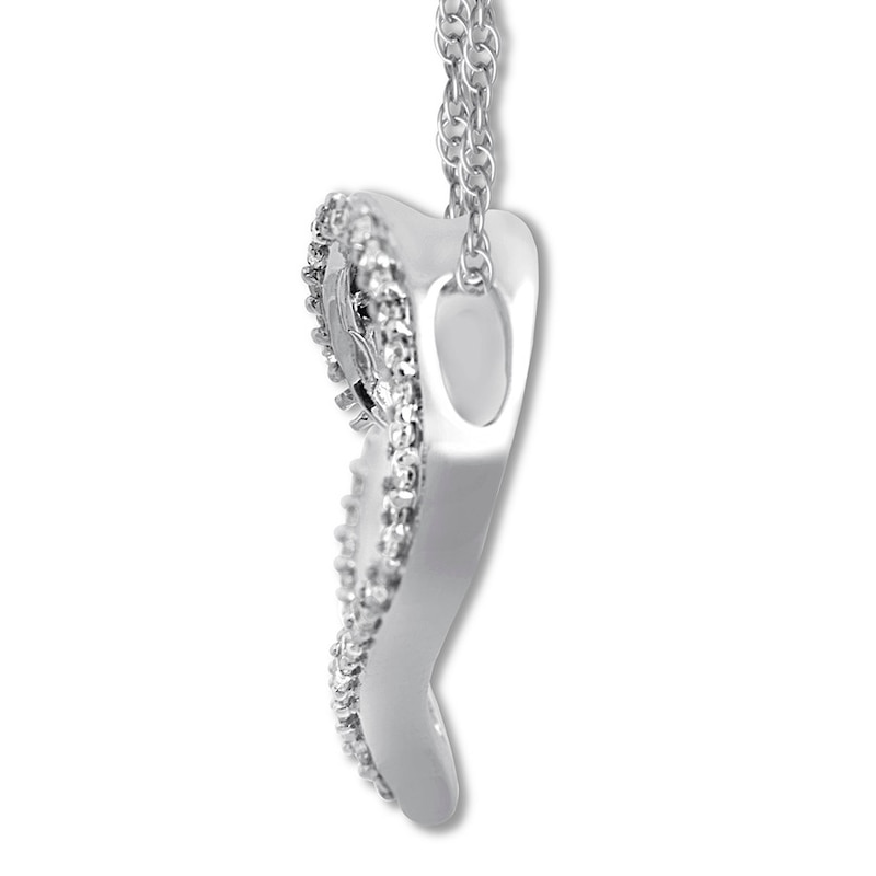 Main Image 2 of Diamond Heart Necklace 1/10 ct tw Round-cut 10K White Gold