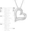 Diamond Heart Necklace 1/4 ct tw Round & Baguette Sterling Silver