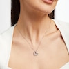 Thumbnail Image 2 of Diamond Heart Necklace 1/4 ct tw Round & Baguette Sterling Silver 18"