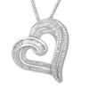 Diamond Heart Necklace 1/2 ct tw Round & Baguette Sterling Silver 18"