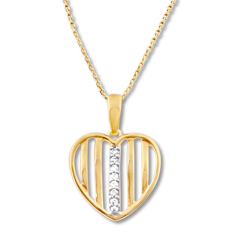 Diamond Heart Necklace 1/15 ct tw Round-cut 10K Yellow Gold 18"