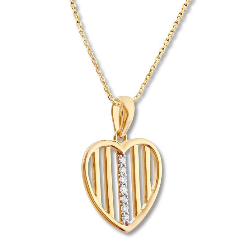 Main Image 2 of Diamond Heart Necklace 1/15 ct tw Round-cut 10K Yellow Gold 18&quot;