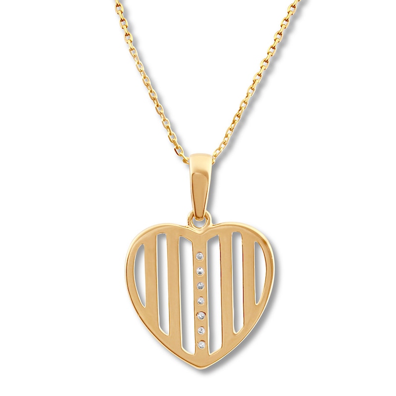 Main Image 4 of Diamond Heart Necklace 1/15 ct tw Round-cut 10K Yellow Gold 18&quot;