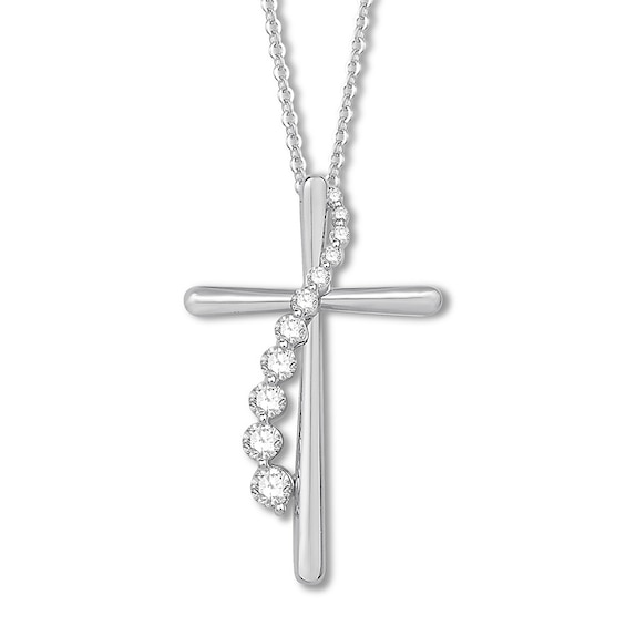 Diamond Cross Necklace 1 3 Ct Tw Round Cut 10k White Gold Kay - Big Diamond Cross Pendant Diamond Cross Necklace 1 3 Ct Tw Round Cut 10k White Gold Kay - Big Diamond Cross Pendant