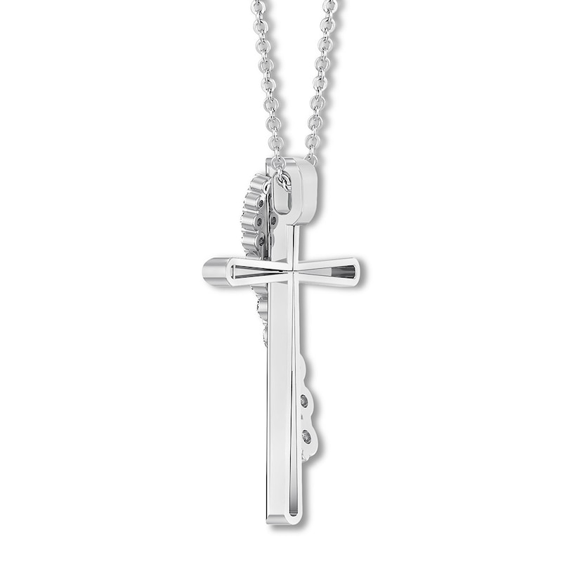 Diamond Cross Necklace 1/3 ct tw Round-cut 10K White Gold