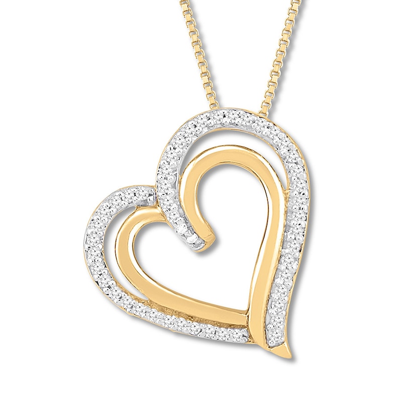 Diamond Heart Necklace 1/6 ct tw Round-cut 10K Yellow Gold 18"