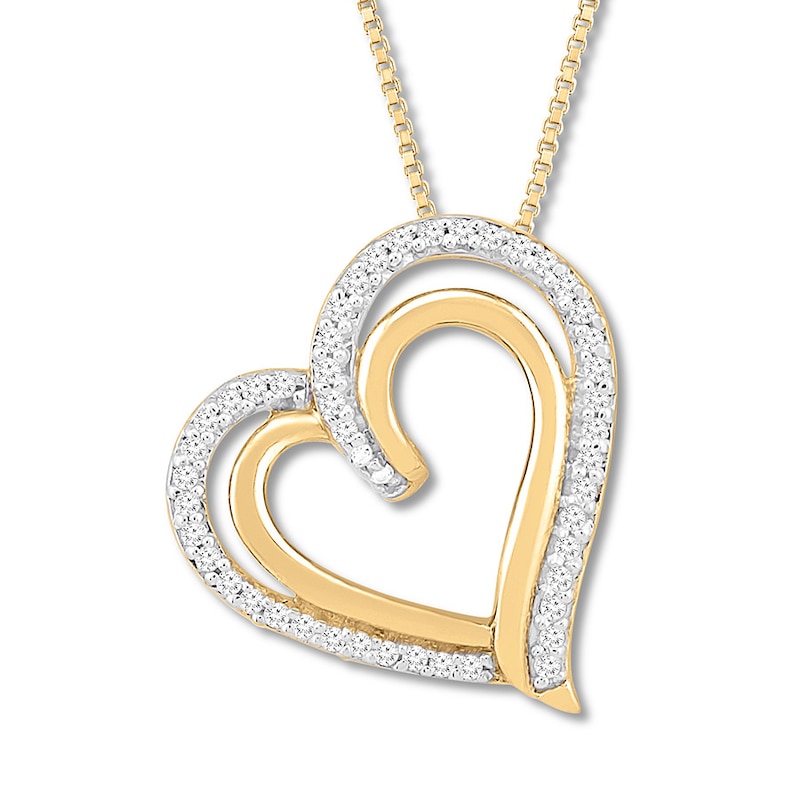 Main Image 1 of Diamond Heart Necklace 1/6 ct tw Round-cut 10K Yellow Gold 18&quot;