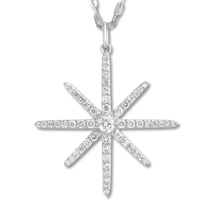 Diamond Star Necklace 1 ct tw Round-cut 14K White Gold 20