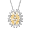 Thumbnail Image 0 of Diamond Floral Necklace 1/15 ct tw Sterling Silver & 10K Yellow Gold 18"