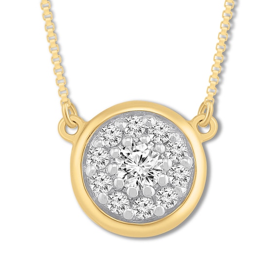 Diamond Disc Necklace 1/4 ct tw Round-cut 10K Yellow Gold