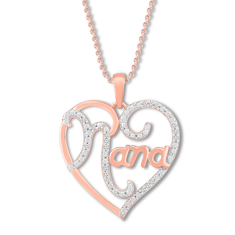 Main Image 1 of &quot;Nana&quot; Heart Necklace 1/20 ct tw Diamonds 10K Rose Gold 19&quot;