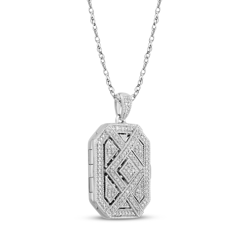 Main Image 2 of Diamond Locket Necklace 1/4 ct tw Round-cut Sterling Silver 18&quot;
