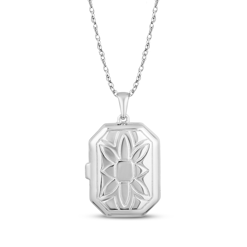 Main Image 3 of Diamond Locket Necklace 1/4 ct tw Round-cut Sterling Silver 18&quot;