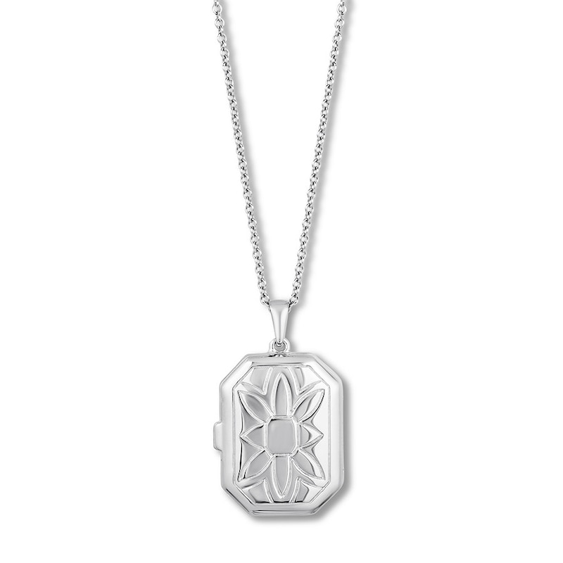 Diamond Locket Necklace 1/4 ct tw Round-cut Sterling Silver 18"