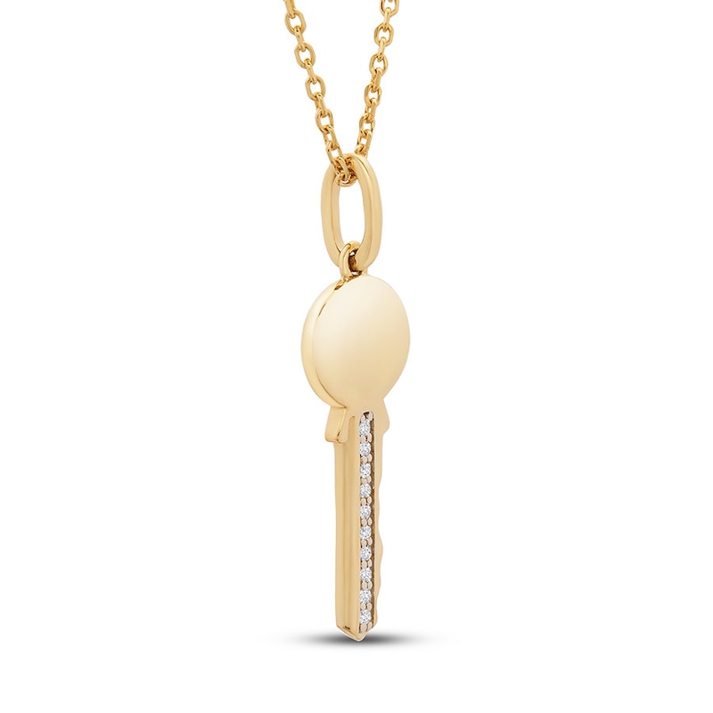 Diamond Key Necklace 1/20 ct tw Round-cut 10K Yellow Gold 18"