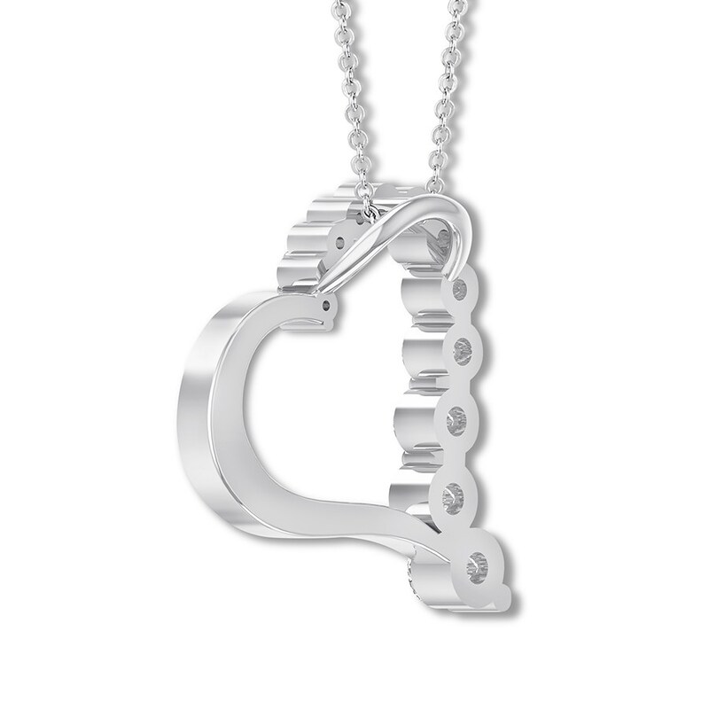 Diamond Heart Necklace 1/2 ct tw Round-cut 10K White Gold 19
