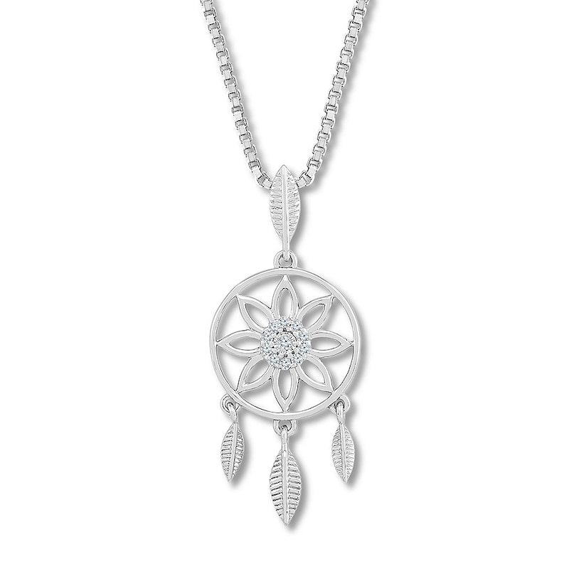 Main Image 1 of Dream Catcher Necklace 1/20 ct tw Diamonds Sterling Silver 18&quot;