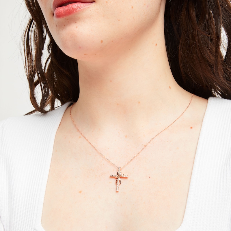 Main Image 4 of Le Vian Diamond Cross Necklace 1/2 ct tw 14K Strawberry Gold 18&quot;