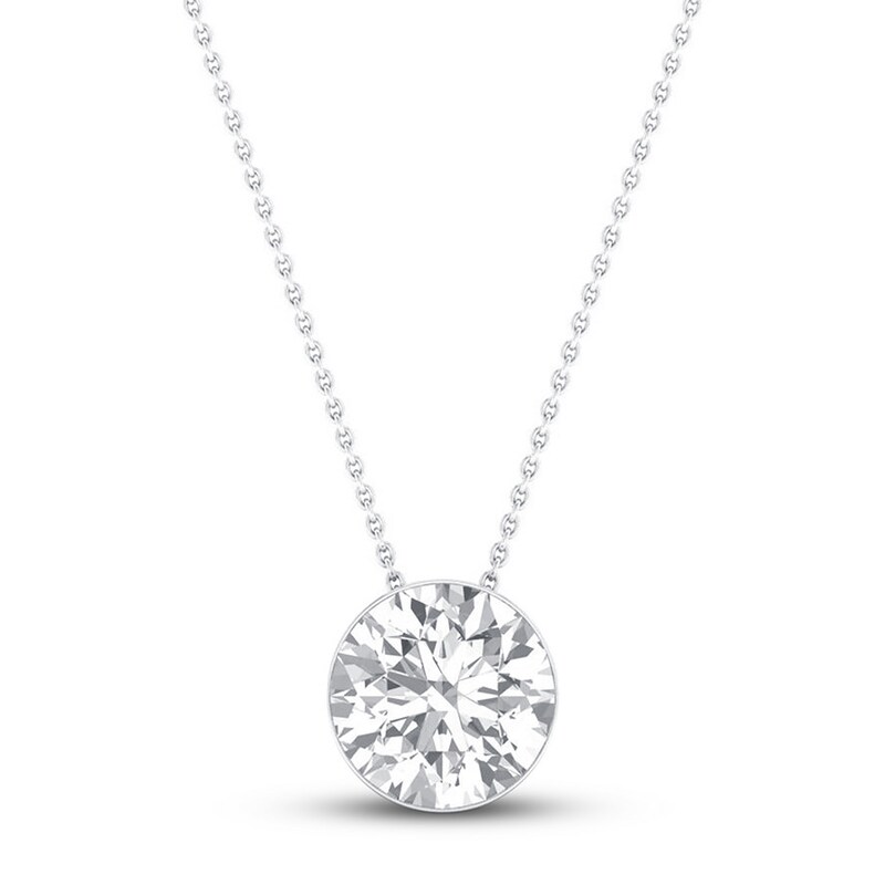1Ct Diamond Pendant Round Cut Solitaire Diamond Necklace 14k White Gold Over