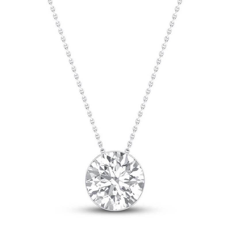 Diamond Solitaire Necklace 1 Carat Round Cut 14k White Gold 16 Kay