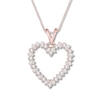 Thumbnail Image 1 of Diamond Heart Necklace 1/4 ct tw Round & Baguette 10K Rose Gold 18&quot;