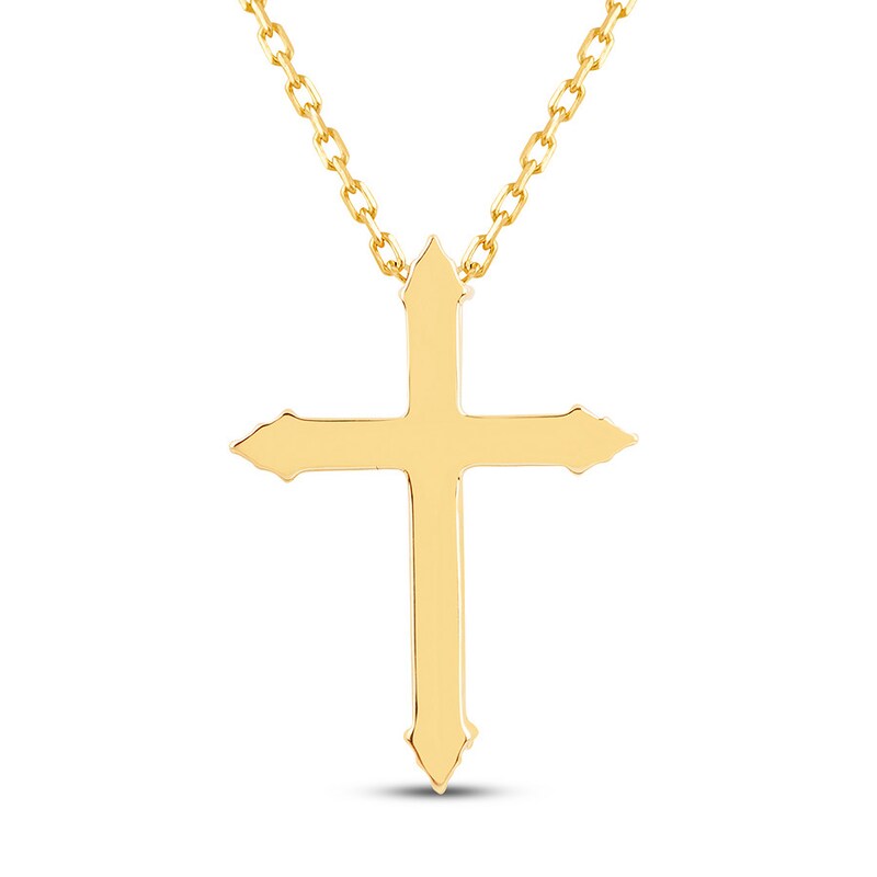 Main Image 4 of Diamond Cross Necklace 1/10 ct tw Round-cut 10K Yellow Gold