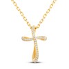 Thumbnail Image 1 of Diamond Cross Necklace 1/20 ct tw Round-cut 10K Yellow Gold