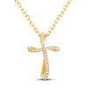 Thumbnail Image 0 of Diamond Cross Necklace 1/20 ct tw Round-cut 10K Yellow Gold