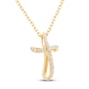 Thumbnail Image 1 of Diamond Cross Necklace 1/20 ct tw Round-cut 10K Yellow Gold