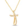 Thumbnail Image 2 of Diamond Cross Necklace 1/20 ct tw Round-cut 10K Yellow Gold