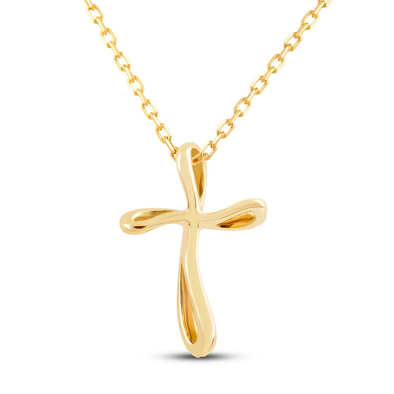 Main Image 4 of Diamond Cross Necklace 1/20 ct tw Round-cut 10K Yellow Gold