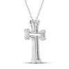 Thumbnail Image 2 of Diamond Cross Necklace 1/4 ct tw Round-cut Sterling Silver
