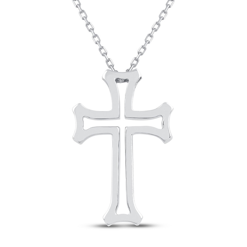 Main Image 4 of Diamond Cross Necklace 1/4 ct tw Round-cut Sterling Silver