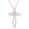 Thumbnail Image 1 of Diamond Cross Necklace 1/10 ct tw Sterling Silver & 10K Rose Gold