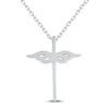 Diamond Angel Wing Cross Necklace 1/10 ct tw Sterling Silver