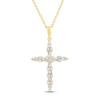 Thumbnail Image 1 of Diamond Cross Necklace 3/8 ct tw Round & Baguette 10K Yellow Gold