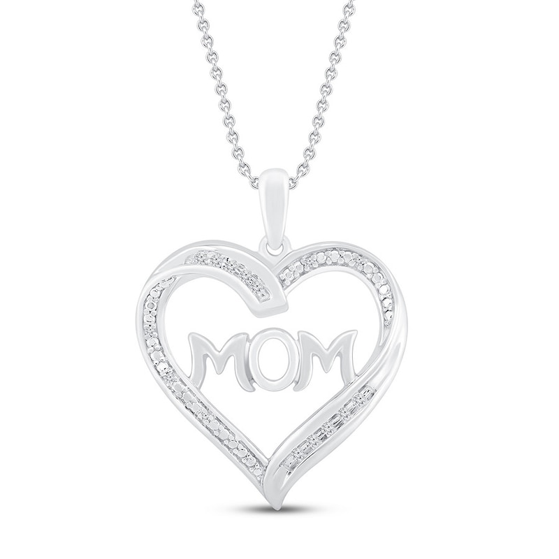 Main Image 1 of &quot;Mom&quot; Heart Necklace 1/20 ct tw Diamonds Sterling Silver 18&quot;