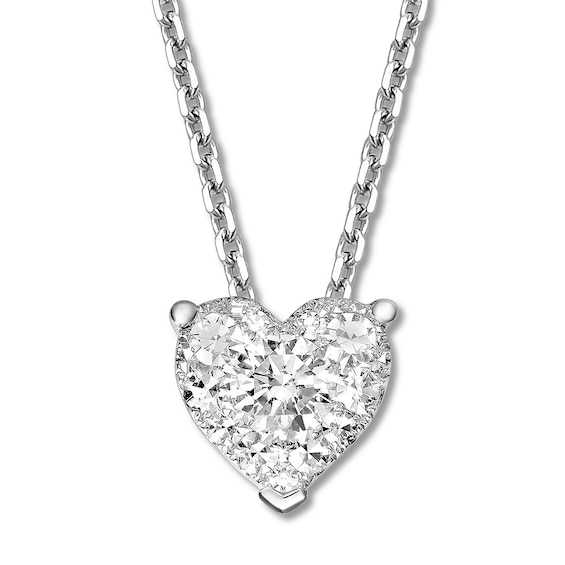 Diamond Heart Necklace 1/4 ct tw Round-cut 10K White Gold