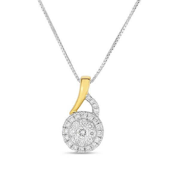 Diamond Necklace 1/4 ct tw Round-cut 10K Two-Tone Gold 18"