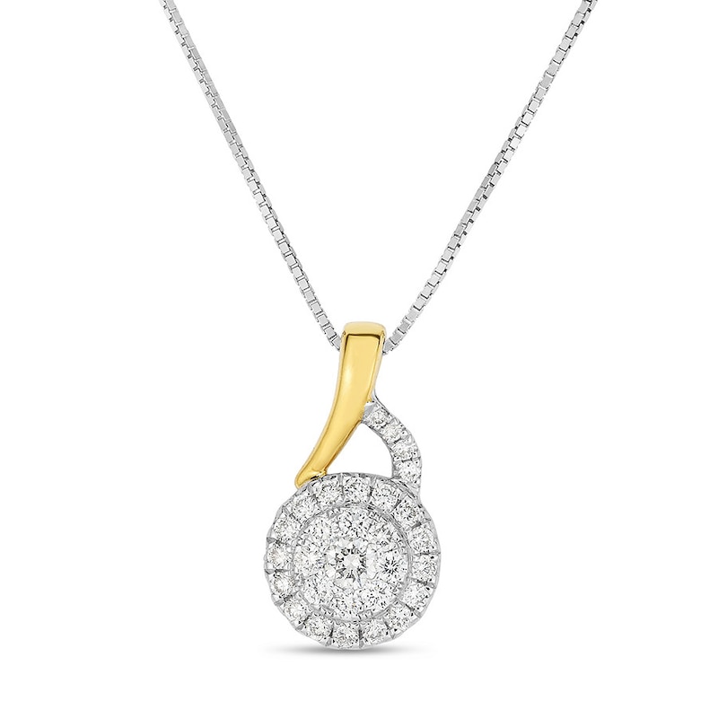 Main Image 1 of Diamond Necklace 1/4 ct tw Round-cut 10K Two-Tone Gold 18"