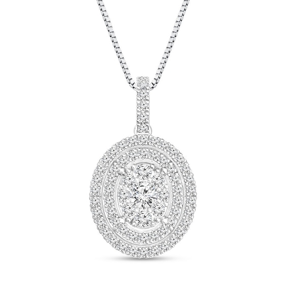 Diamond Necklace 1 ct tw Round-cut 14K White Gold 18"